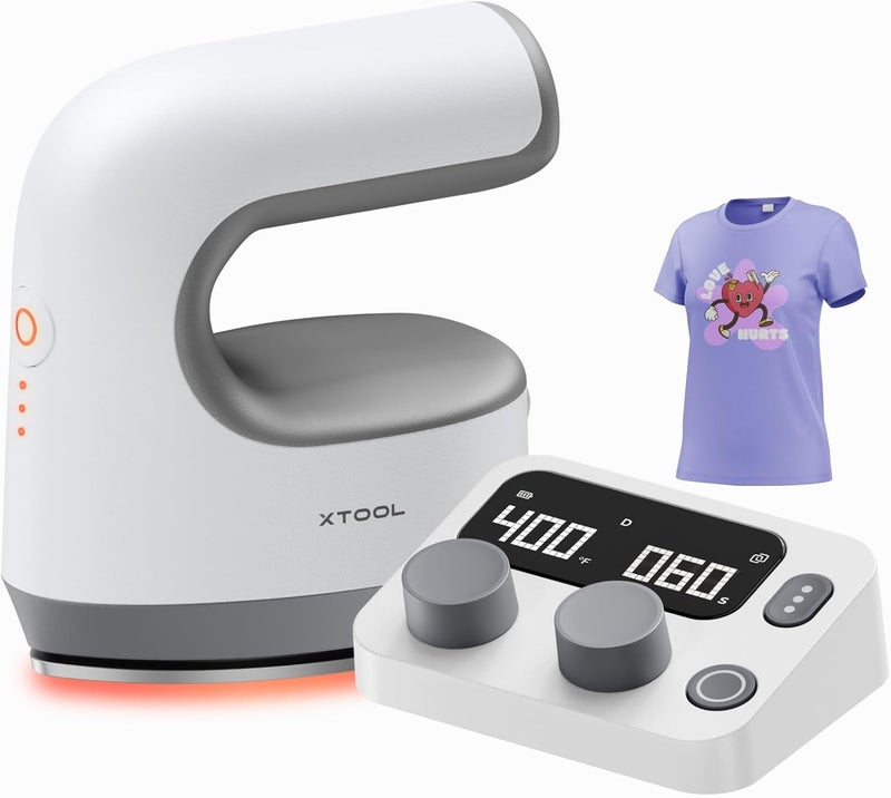 XTOOL Mini Heat Press Machine with Wireless Control Pod- Ultra Light Portable Small Heat Press Machine for T-Shirts Shoes Hats, 4 Custom Presets & Fast Heating Mini Iron for Crafting Heating Transfer - Image 1